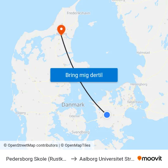 Pedersborg Skole (Rustkammervej) to Aalborg Universitet Strandvejen map