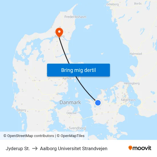 Jyderup St. to Aalborg Universitet Strandvejen map
