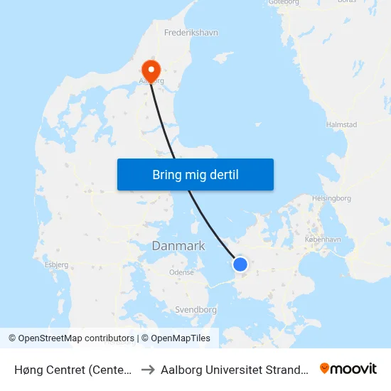 Høng Centret (Centervej) to Aalborg Universitet Strandvejen map