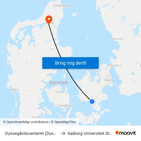 Dyssegårdscenteret (Dyssegårdsvej) to Aalborg Universitet Strandvejen map
