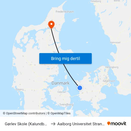 Gørlev Skole (Kalundborgvej) to Aalborg Universitet Strandvejen map
