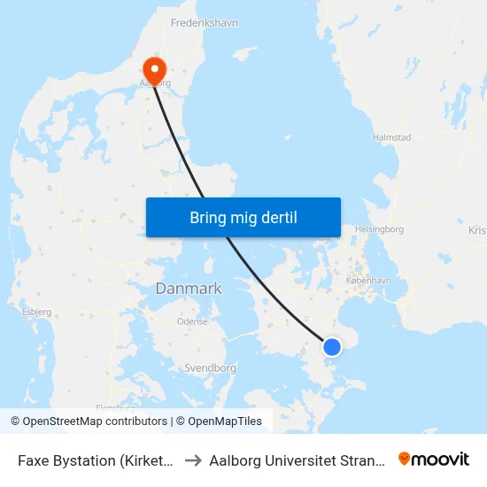 Faxe Bystation (Kirketorvet) to Aalborg Universitet Strandvejen map