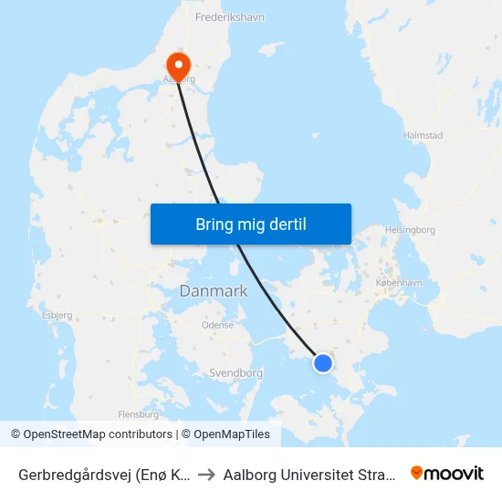 Gerbredgårdsvej (Enø Kystvej) to Aalborg Universitet Strandvejen map