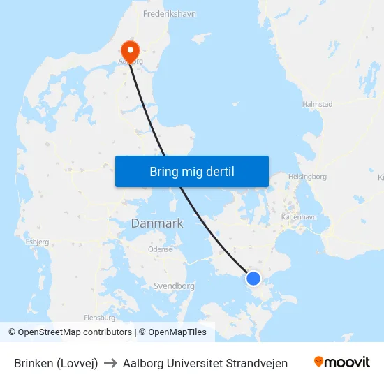 Brinken (Lovvej) to Aalborg Universitet Strandvejen map