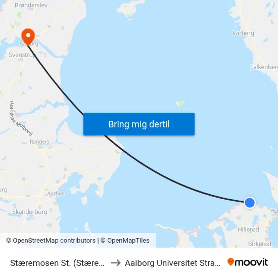 Stæremosen St. (Stæremosen) to Aalborg Universitet Strandvejen map