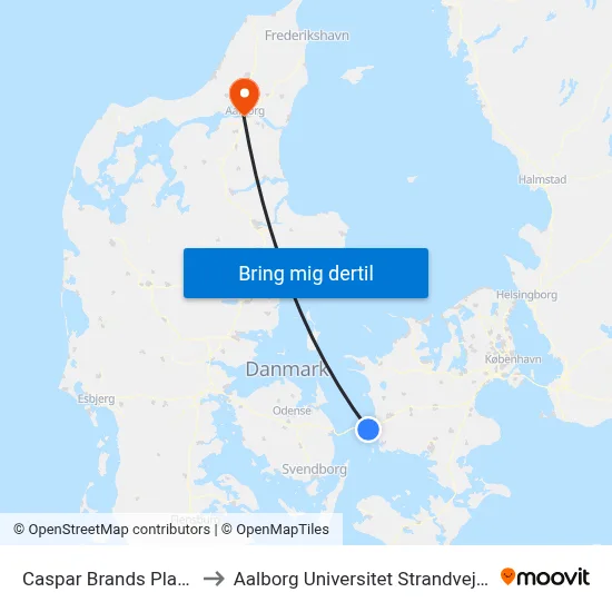 Caspar Brands Plads to Aalborg Universitet Strandvejen map
