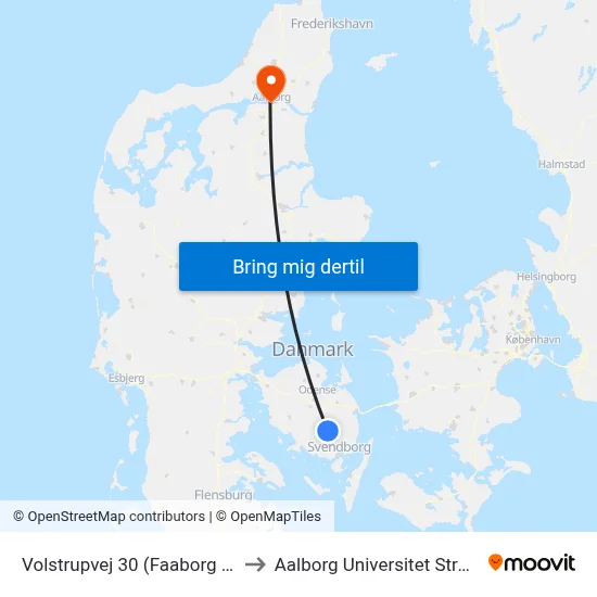 Volstrupvej 30 (Faaborg Midtfyn) to Aalborg Universitet Strandvejen map