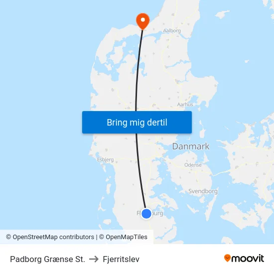 Padborg Grænse St. to Fjerritslev map