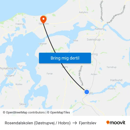 Rosendalskolen (Døstrupvej / Hobro) to Fjerritslev map