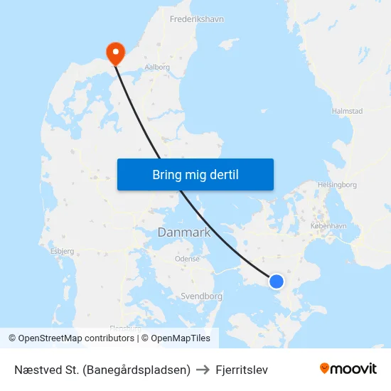 Næstved St. (Banegårdspladsen) to Fjerritslev map