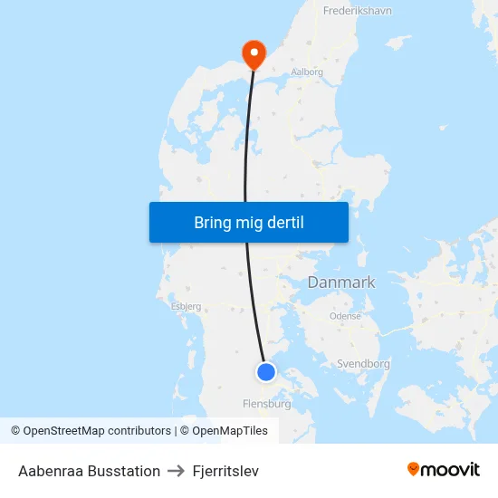 Aabenraa Busstation to Fjerritslev map