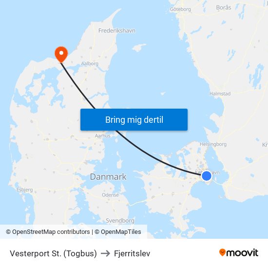 Vesterport St. (Togbus) to Fjerritslev map