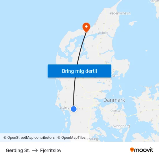 Gørding St. to Fjerritslev map