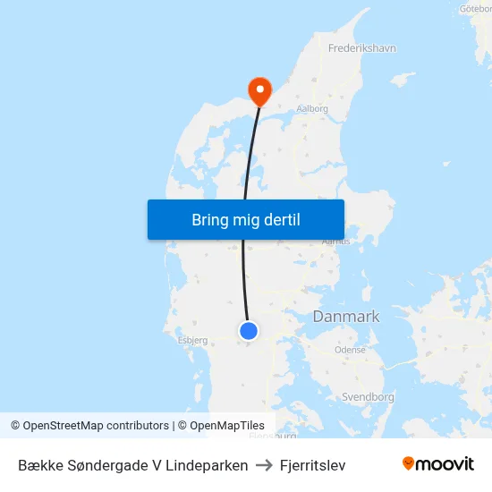 Bække Søndergade V Lindeparken to Fjerritslev map