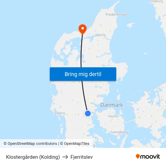 Klostergården (Kolding) to Fjerritslev map