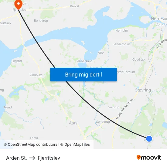 Arden St. to Fjerritslev map
