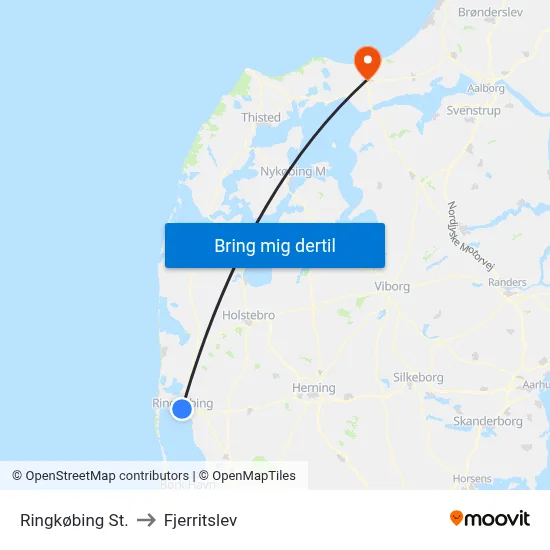 Ringkøbing St. to Fjerritslev map