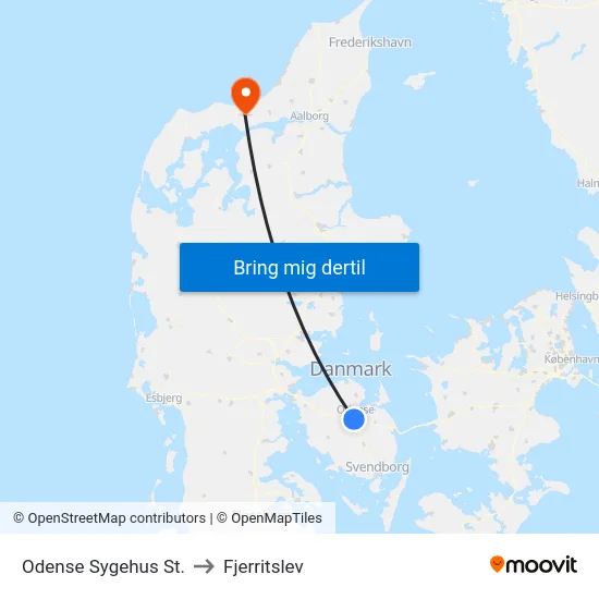 Odense Sygehus St. to Fjerritslev map