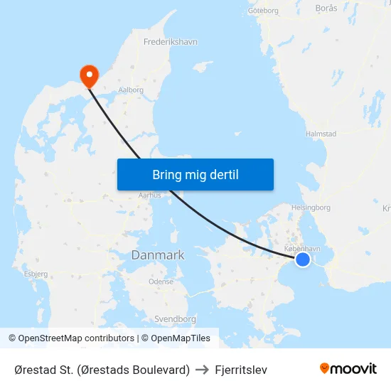 Ørestad St. (Ørestads Boulevard) to Fjerritslev map