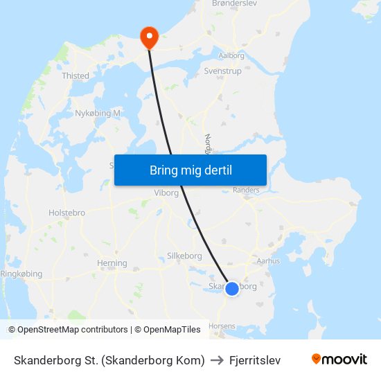 Skanderborg St. (Skanderborg Kom) to Fjerritslev map