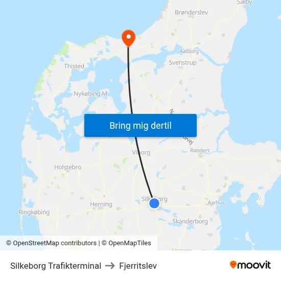 Silkeborg Trafikterminal to Fjerritslev map