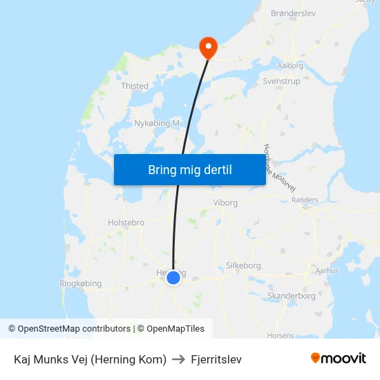Kaj Munks Vej (Herning Kom) to Fjerritslev map