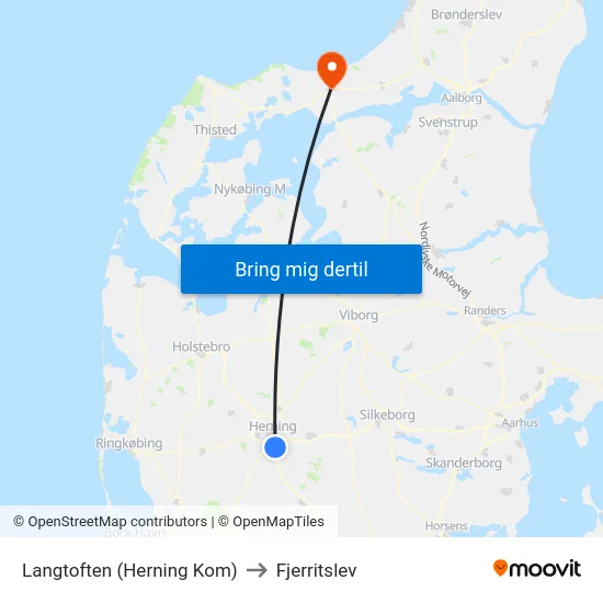 Langtoften (Herning Kom) to Fjerritslev map