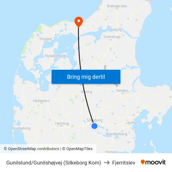 Gunilslund/Gunilshøjvej (Silkeborg Kom) to Fjerritslev map