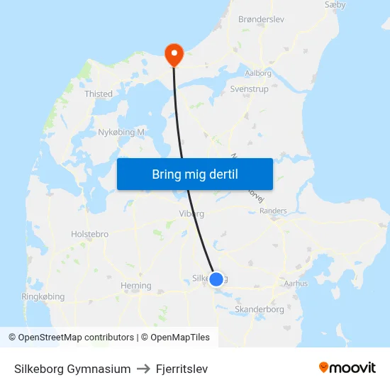 Silkeborg Gymnasium to Fjerritslev map