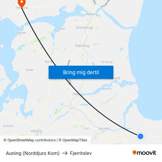 Auning (Norddjurs Kom) to Fjerritslev map