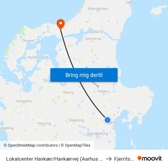 Lokalcenter Havkær/Havkærvej (Aarhus Kom) to Fjerritslev map
