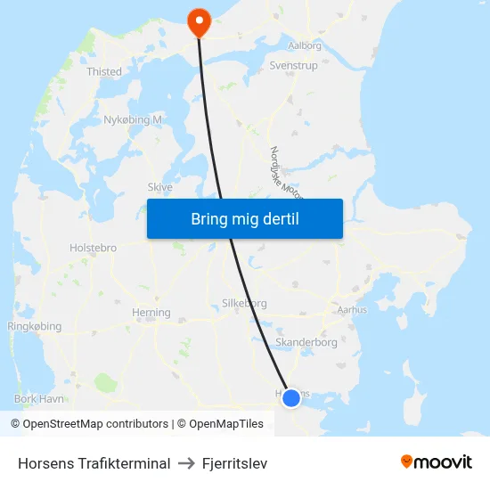 Horsens Trafikterminal to Fjerritslev map