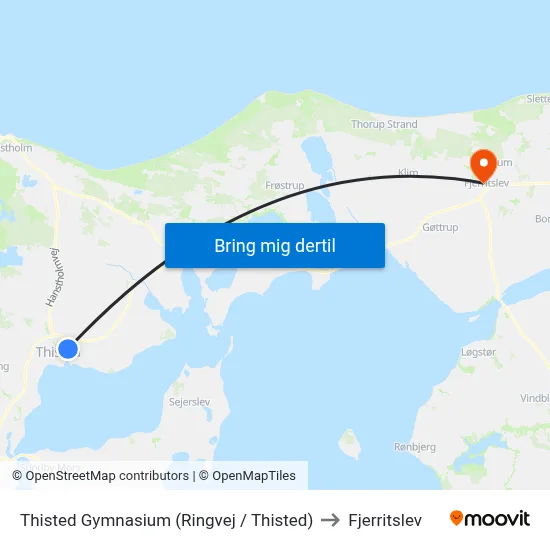 Thisted Gymnasium (Ringvej / Thisted) to Fjerritslev map