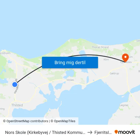 Nors Skole (Kirkebyvej / Thisted Kommune) to Fjerritslev map