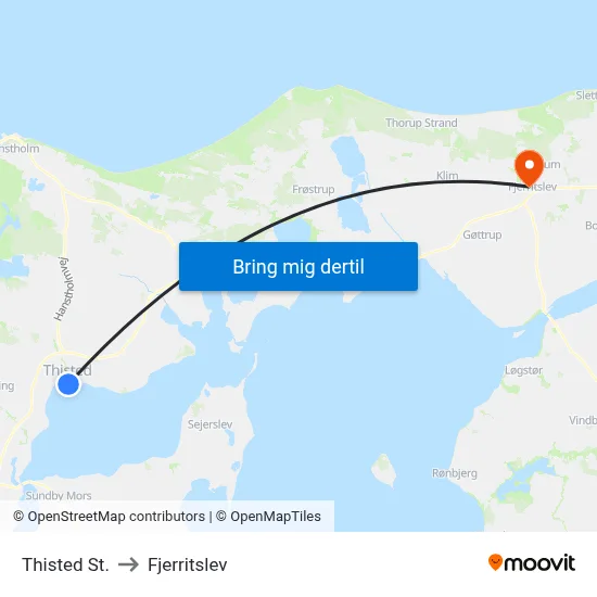 Thisted St. to Fjerritslev map