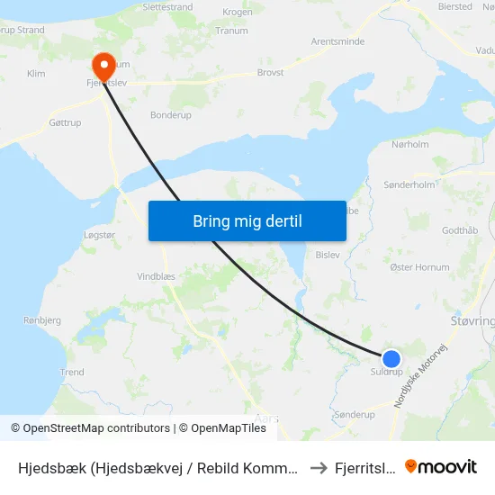 Hjedsbæk (Hjedsbækvej / Rebild Kommune) to Fjerritslev map