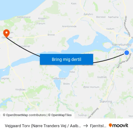 Vejgaard Torv (Nørre Tranders Vej / Aalborg) to Fjerritslev map