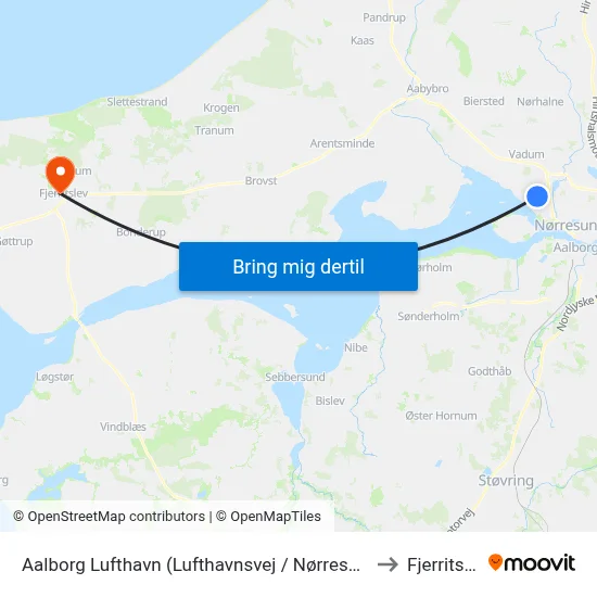 Aalborg Lufthavn (Lufthavnsvej / Nørresundby) to Fjerritslev map