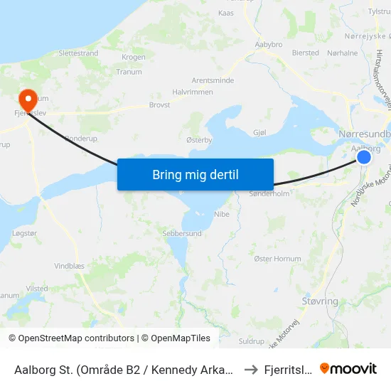 Aalborg St. (Område B2 / Kennedy Arkaden) to Fjerritslev map