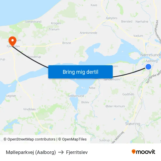 Mølleparkvej (Aalborg) to Fjerritslev map