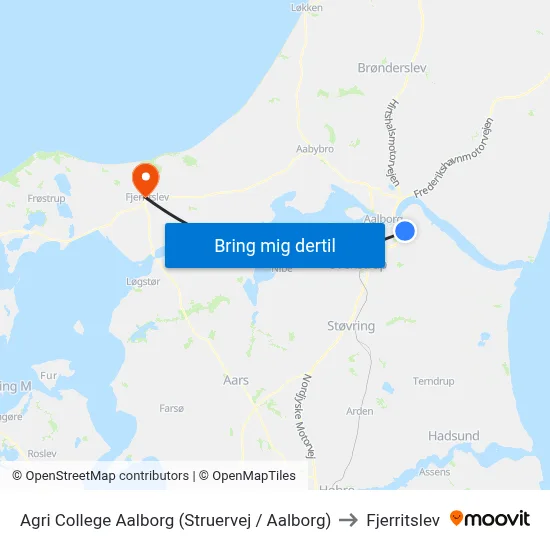Agri College Aalborg (Struervej / Aalborg) to Fjerritslev map