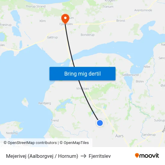 Mejerivej  (Aalborgvej / Hornum) to Fjerritslev map