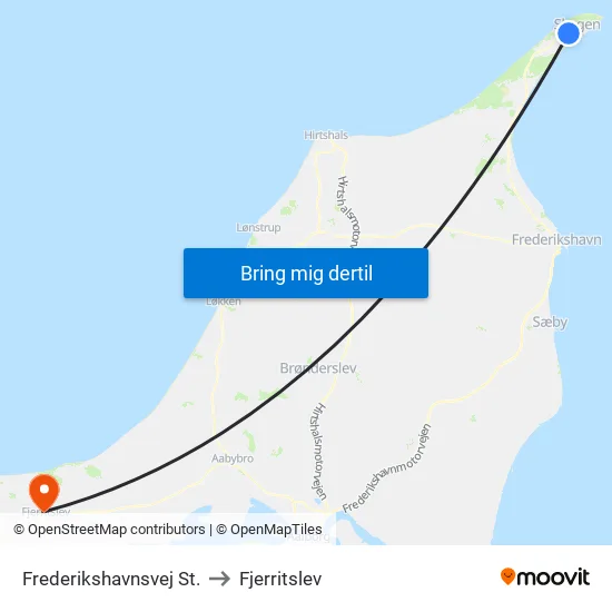 Frederikshavnsvej St. to Fjerritslev map