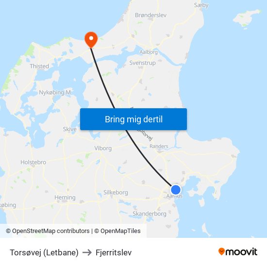 Torsøvej (Letbane) to Fjerritslev map