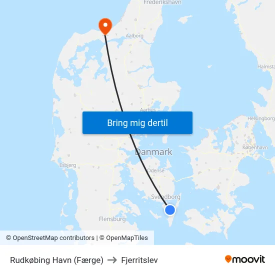 Rudkøbing Havn (Færge) to Fjerritslev map