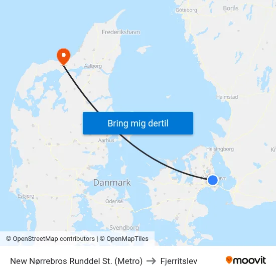 New Nørrebros Runddel St. (Metro) to Fjerritslev map