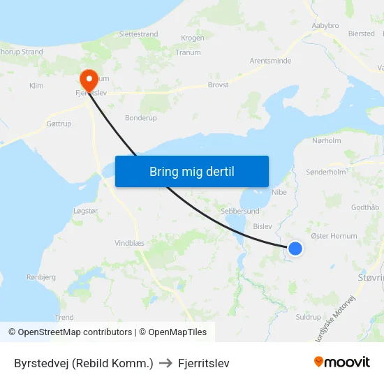Byrstedvej (Rebild Komm.) to Fjerritslev map