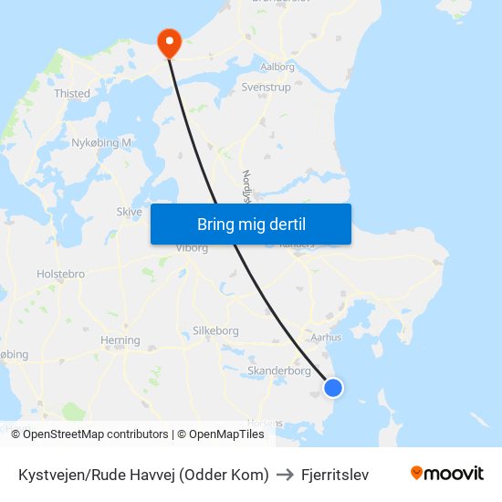 Kystvejen/Rude Havvej (Odder Kom) to Fjerritslev map