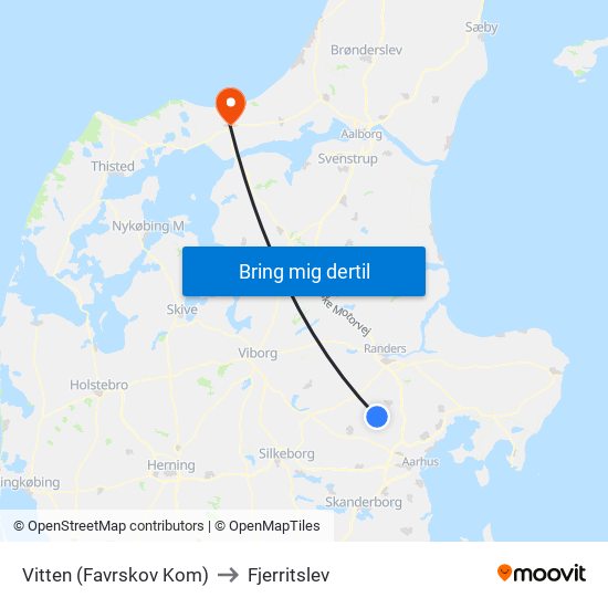Vitten (Favrskov Kom) to Fjerritslev map