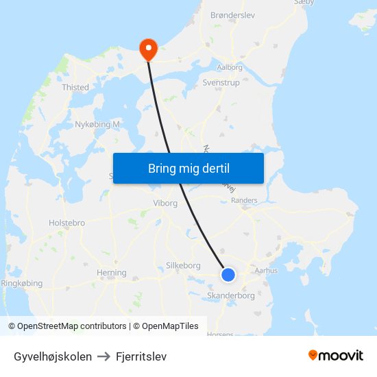 Gyvelhøjskolen to Fjerritslev map